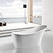 Freestanding Bathtub – 63 Inch Matt White Acrylic Tub for Bathroom – Flat Bottom Stand Alone Bathtub – Modern and Elegant Style – Comfortable Curved Design Tub