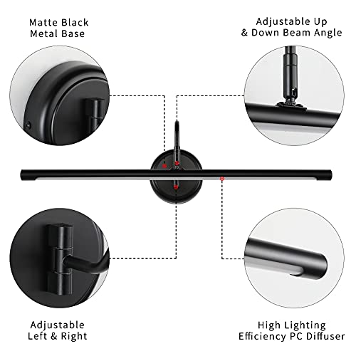 ECOBRT Modern LED Picture Light Fixtures Black Full Metal Artwork Display Light Fixture 24.4\