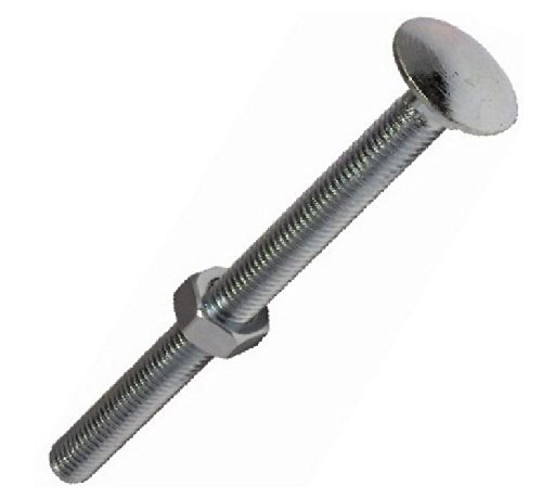 Zinc Plated Coach/Carriage Bolts with Nuts M10 10mm x 160mm (Pack of 10 Cup...