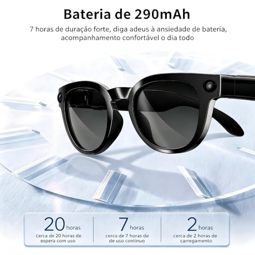 YARUIKE Óculos Inteligentes MT3 AI Tradução em Tempo Real, Câmera 8MP, Óculos com Câmera para Gravação, Anti-azul + Óculos de Sol, IP65, Bluetooth, Controle Tático, para Viagem e Trabalho (Preto)