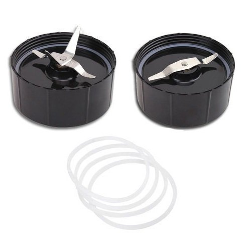 Sduck Cross & Flat Shaver Blades & 4 pcs Gaskets Replacement Part For Magic Bullet Blender Food Processor - Thumbnail 4