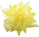WD2U Dotted Lily Hair Clip/Brooch with Feathers Bright Yellow 1086