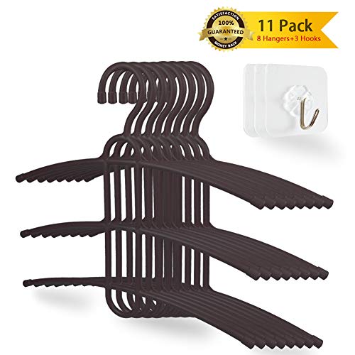 upra Shirt Hangers Space Saving Plastic 8-Pack, Durable Multi-Functional Non-Slip Clothes Hangers Closet Organizers, for Coats Jackets Pants Dress Scarf, Dorm Room/Apartment Essentials