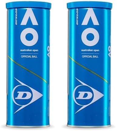 DUNLOP Tennis Ball Australian Open - for Clay, Hard Court and Grass (1 x 3 Pet) (Pack of 2)