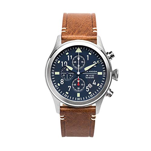 Jack Mason Men's Chronograph Watch Aviator Saddle Leather Strap JM-A102-018