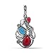 American West Sterling Silver Blue Turquoise and Red Coral Gemstone Leaf Floral Pendant Enhancer