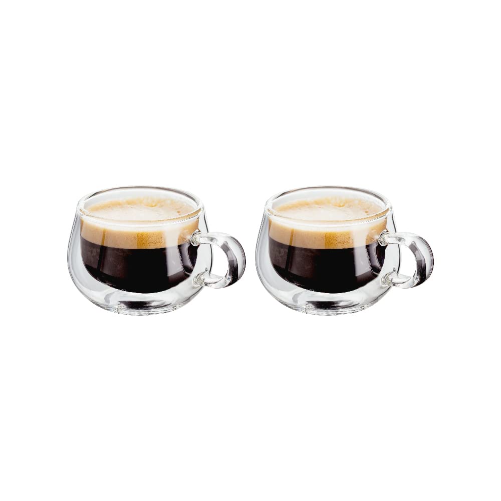 Judge Double Walled Glass Coffee Cups, Set of 2 Espresso Glasses, 75 ml Each, Handmade Insulated Borosilicate Glass — image 1