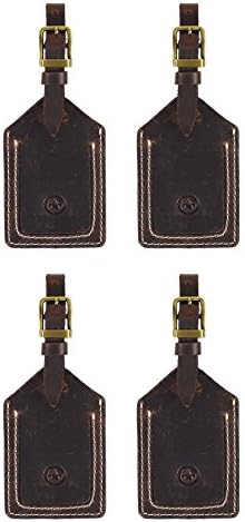 Leather Luggage Tags Travel ID Bag Baggage Suitcase Labels By Aaron Leather (Carob Brown)