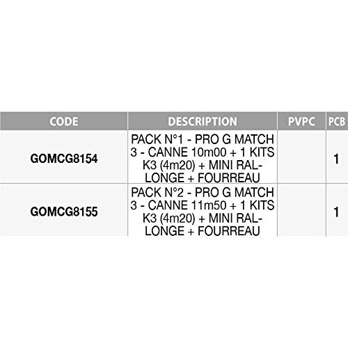 Garbolino Canne Coup A Emmanchement Pro G Match 3-750, Canne 10m + 1 Kit K3 (4.20m) + Mini Rallonge + Fourreau, 10, 6, 182