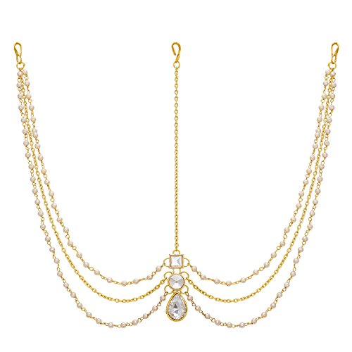 Luxor Designer Gold Plated Stylish Damini Maang Tikka Set for Women