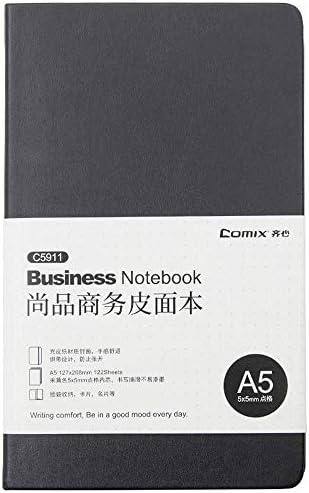 Comix A5 PU Notebook 122 Sheets Dotted Double Sides Printing-C5911(Black)