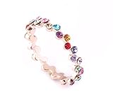 Acefeel Fresh Style 18K Gold Plated Pave Multicolor Austrian Crystals Ring Size 6