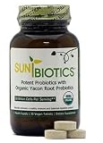 SUNBIOTICS: #1 USDA Certified Organic Probiotic - Potent Probiotics w/ Organic Yacon Root Prebiotics: 30 Vegetarian Chewables - Gluten Free Non GMO - Great Tasting and Great for Kid's - Contains No Stearates