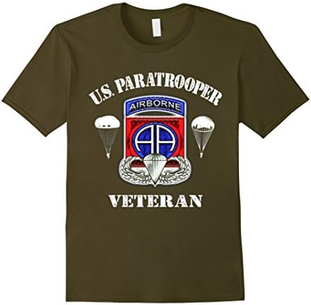 Mens US Paratrooper Airborne Veteran Tshirt 2XL Olive