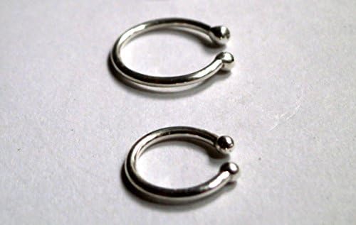 Set of 2pcs 6mm-8mm Non-pierced Fake Nose Ring, Ear Cuff, Lip Ring, Cuff, Septum, Hoop Faux, Cartilage