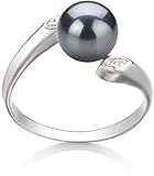 PearlsOnly - Dana Black 6-7mm Freshwater 925 Sterling Silver Cultured Pearl Ring - Size-6