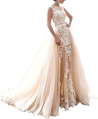 Hatail Bridal Applique Lace Mermaid Wedding Dress Sleeveless for Bride 2017