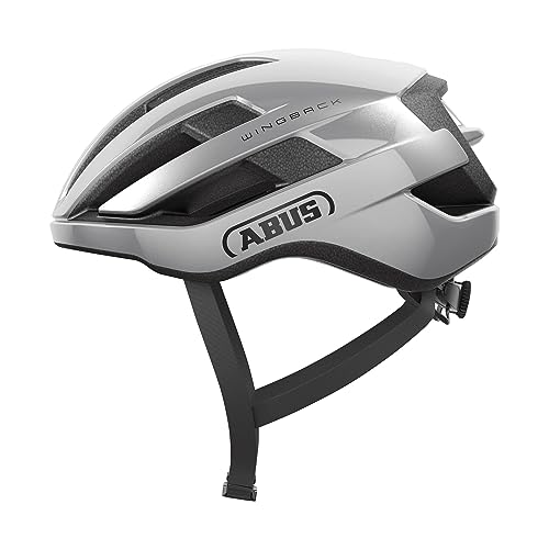 ABUS Rennradhelm WingBack – einfacher Roadhelm für sportliches Fahren im Alltag und in der Freizeit – für Erwachsene und Jugendliche – Silber, Größe L