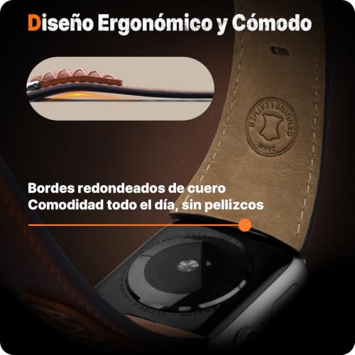 Fullmosa Vintage Leather Strap For Apple Watch | Band for iWatch Ultra3/2/1 Series 11 10 9 8 7 6 5 4 3 2 1 and SE3/2/1,Top Grain Leather Bracelet for Men Women