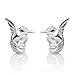 925 Sterling Silver Tiny Little Flying Hummingbird Bird Lovers Post Stud Earrings 7x9 mm