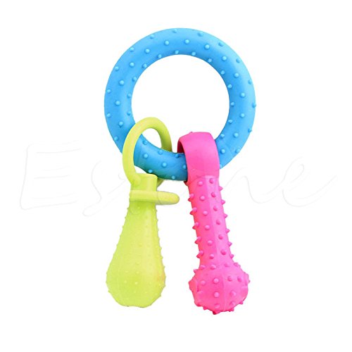 Stebcece New Rubber Pacifier Pet Toys Ring Dog/Cat Puppy Chew Toys with Bell Sound Inside