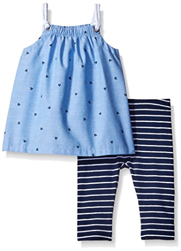 Nautica Girls' Printed Tunic with Capri Legging Set, Light Chambray, 12 Months