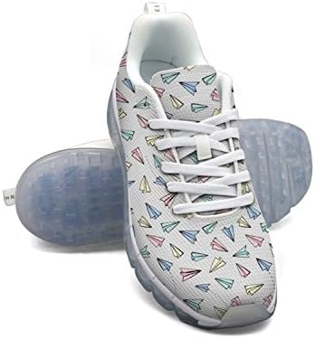 ETNVBMG The Real Me Paper Plane Men's Air Cushion Track Shoes Print White