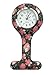 Round Silicone Nurse FOB Watch Pack of 10,Women Floral Clip-on Fob Brooch Hanging Pocket Watch