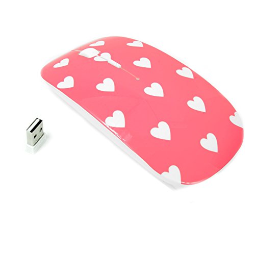 TopCase Heart-Shaped Design Pink USB Optical Wireless Mouse for Macbook (pro , air) and All Laptop + TopCase Designed Chevron Mouse Pad