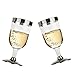Hard Plastic Clear Wine Glasses With Silver Rim And Silver Base. 7 Ounce Capacity, Set of 24 Disposable Glass Drinkware.