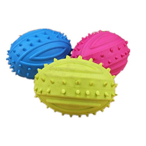 UEETEK 4 Pcs Pet Dog Ball Fetch Ball Chew Toys,Rubber Rugby Ball Football for Small Dogs
