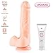 Realistic Dildo, Bendable 7 Inch G-Spot Premium TPE Silicone Penis Dong with Suction Cup for Women, Sex Toy for Female Masturbation