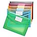Acrux7 Plastic File Folder - Poly Envelope Expanding File Wallet Document Folder with Snap Button Closure - 5 Pack A4 Large Waterproof Accordion File Pouch - Assorted Color