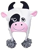 Best Winter Hats Adult/Teen Knit Cartoon Animal Ear Flap Hat (One Size) - Cow