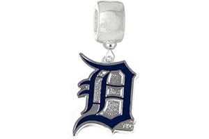 HEAVENS JEWELRY DETROIT TIGERS BASEBALL CHARM 1/2" W x 5/8" L SLIDER PENDANT FOR YOUR NECKLACE EUROPEAN CHARM BRACELET (Fits Most Name Brands) JEWELRY DIY PROJECTS ETC