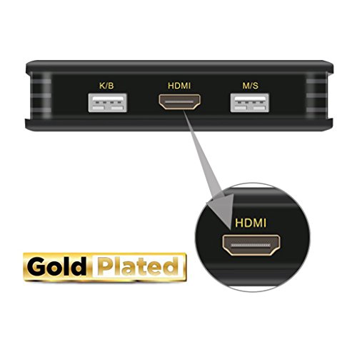 iKKEGOL 2 Port USB HDMI KVM Switch Switcher Build in Cable for 2 PC Share HDTV Monitor Keyboard Mouse Sharing - Thumbnail 6