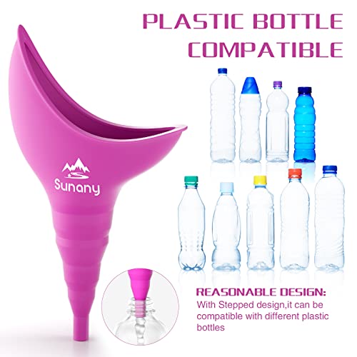 Sunany Female Urinal, Female Urinal with Silicone Funnel, Portable for Standing Female, Reusable Urinal for Female Toilet, for Outdoor, Activities, Camping, Travel