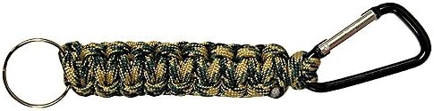 SecureLine 7673W Spring Link Caribiner Clip with Paracord Strap, Camoflage