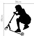 DNVEN Scooter Vinyl Wall Decals Sports Series Scooter Boy Silhouette Poster for Teens Boys Room Decor Playroom Sports Themed Wall Stickers 23 inches x 23 inches