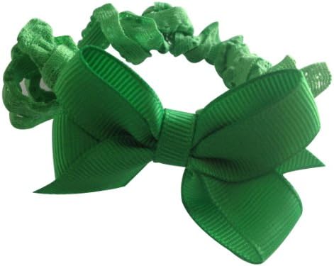 NeedyBee Green Bow Satin Headband Hair Accessories for Baby Girls