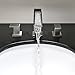 Waterfall Stainless Steel Two Handle Three Hole Widespread Bathroom Faucet, Brushed Nickel Bathroom Sink Faucet With Hoses