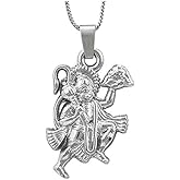 Generic Hari Darpan Stainless Steel Lord Hanuman Pendant Locket with Chain Necklace For Men And Women, Silver