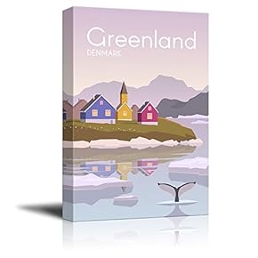 Canvas Wall Art - Greenland Travel Illustration Canvas Art - Giclee Print Gallery Wrap Modern Home Art Ready to Hang - 12x18 inches