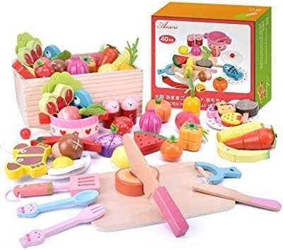 Amazon おままごとセット 木製 磁石 厨房おもちゃ 食品衛生法検査済 40種人気セット 野菜 料理 果物 食べ物 セット ホビー