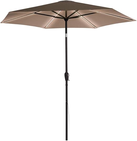 Amazon Com Quik Shade Patio Decorative Led Market Umbrella With Usb Socket 9 Khaki Cool Light Garden Outdoor