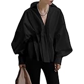 UOOZEE Womens Blouses Fashion 2024 Smocked Long Sleeve V Neck Casual Shirts Tops