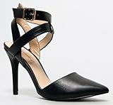 Breckelles Womens Pointy Toe Back Open High Heels