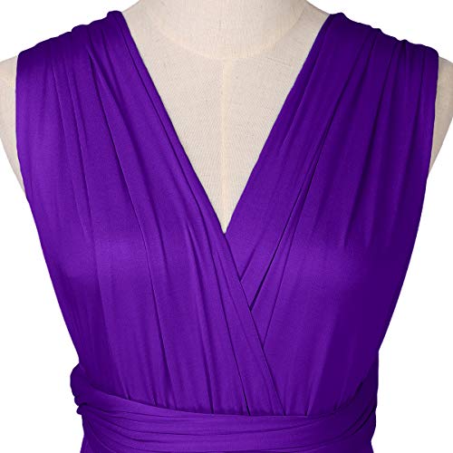 Women's Transformer Convertible Multi Way Wrap Long Prom Maxi Dress Halter V-Neck Wedding Bridesmaid Formal Evening Party Dress Casual Spaghetti Strap Criss Cross Backless Cocktail Gown Purple L