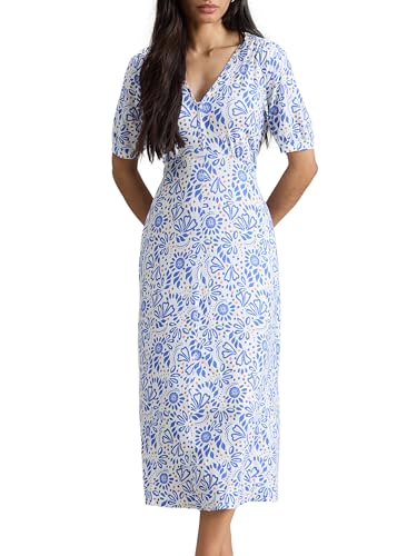 White Stuff Abito in Jersey Megan da Donna Versatile Stile Longuette per Il Giorno e la Sera in Misto Cotone e Modal – Avorio Mlt – Taglia 44R