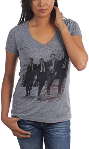 The Beatles - Womens Love Me Do Rhinestones T-Shirt, Size: Medium, Color: Heather Grey